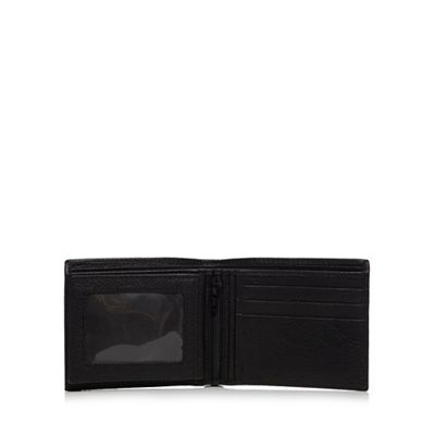 Black leather fold out zip wallet in a gift box